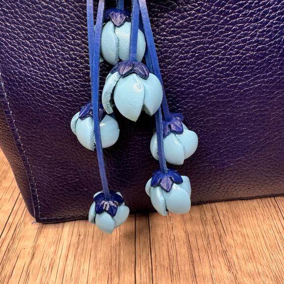 Genuine Leather Flower Purse Charm Leather Blue Spring Bag Charm NEW FAST SHIP - Picture 3 of 8